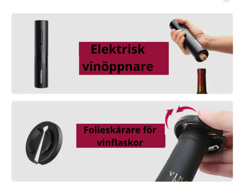 Elektrisk vinöppnare och vinluftare