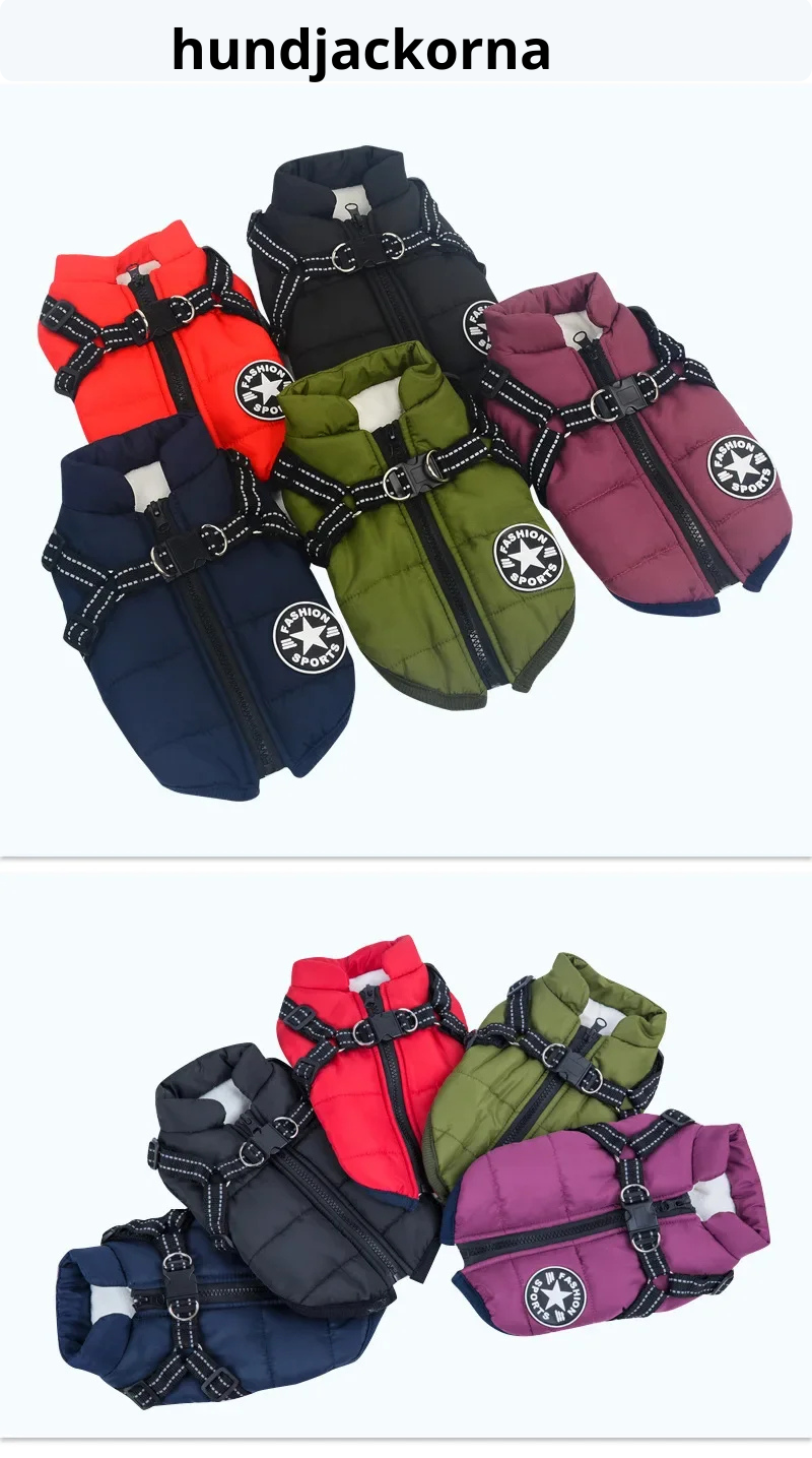 Hundjacka med sele – vinter & regn