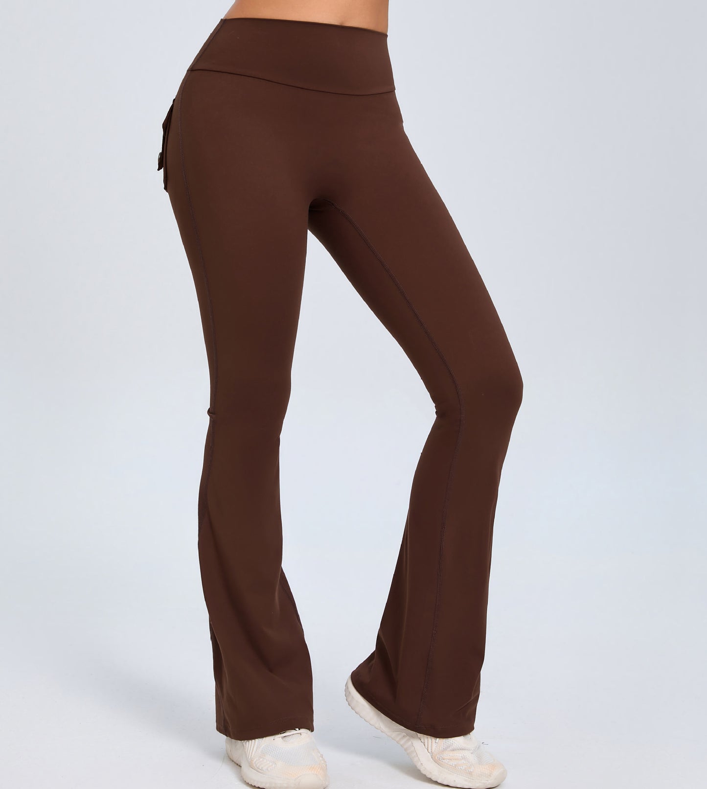 Fitness Flared Byxor med Fickor IYoga ns Mode Smala Hög Midja Sportbyxor Scrunch Butt Booty Träningslyft Leggings