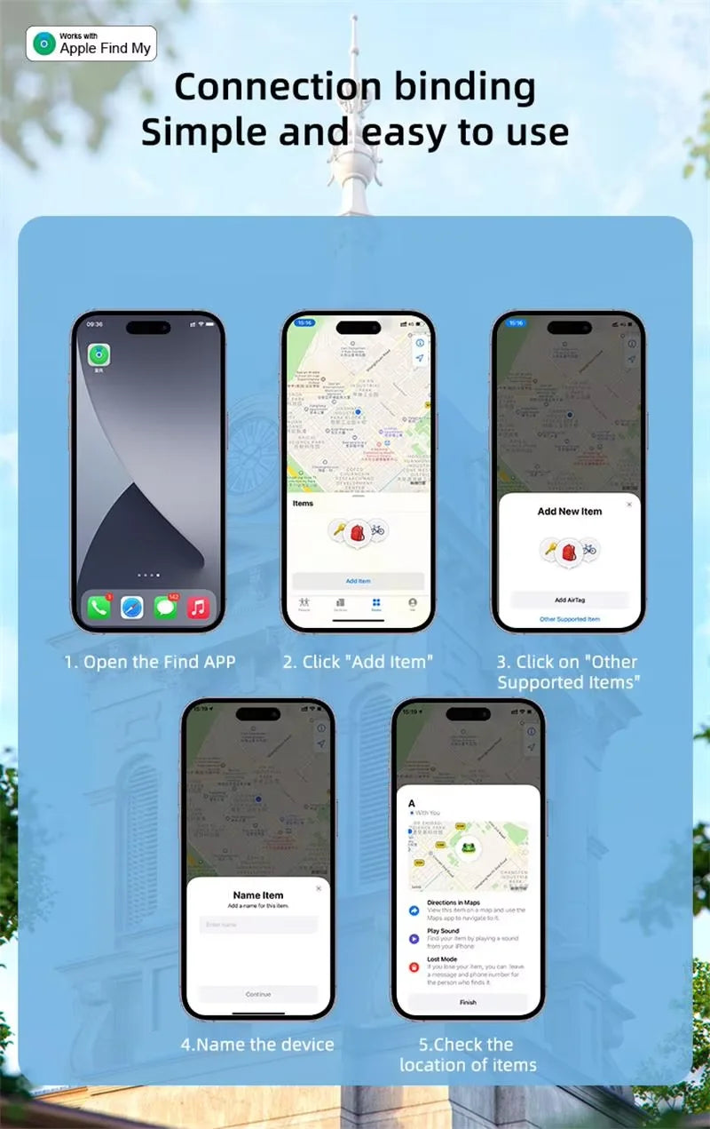 Smart Bluetooth GPS Tracker Airtag Work with Apple Find My APP ITag Anti Lost Locator Pet Finder Air Tags for IOS